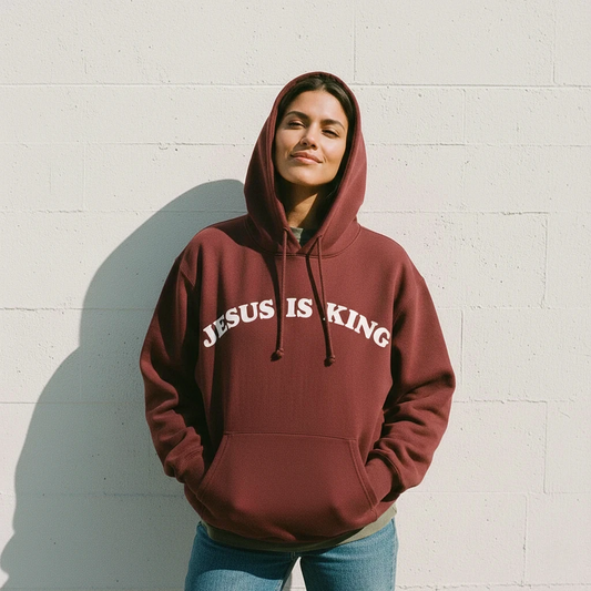 Jesus Is King Hoodie Maroon