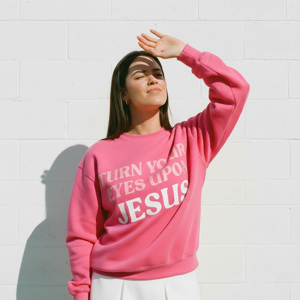 Eyes Upon Jesus Sweatshirt Pink