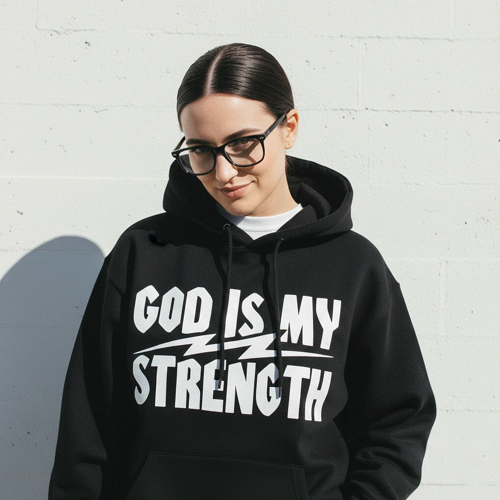 God Is My Strength Hoodie Black