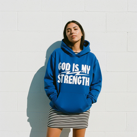 God Is My Strength Hoodie Royal