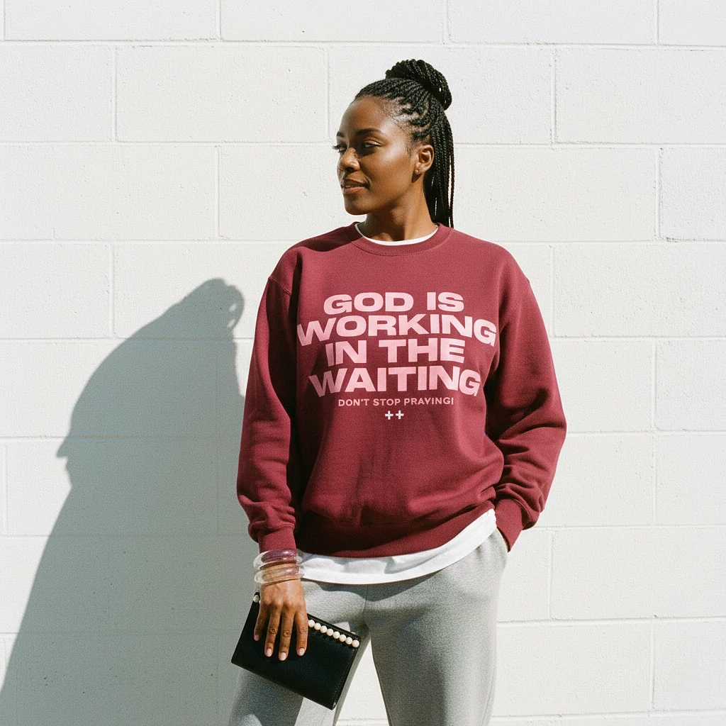 God Is Working Sweatshirt Maroon