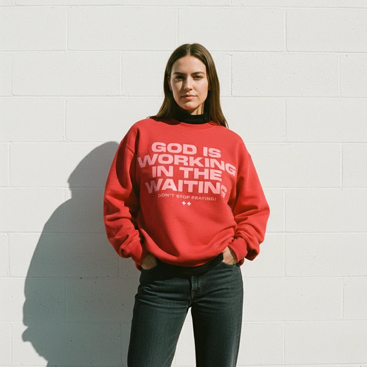 God Is Working Sweatshirt Red