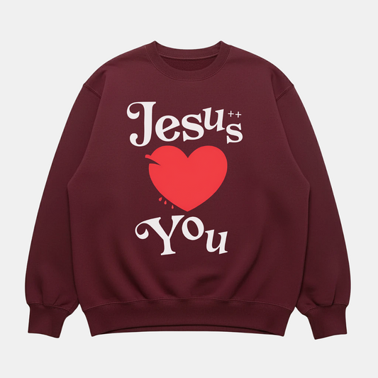 Jesus Loves You Sweatshirt Maroon