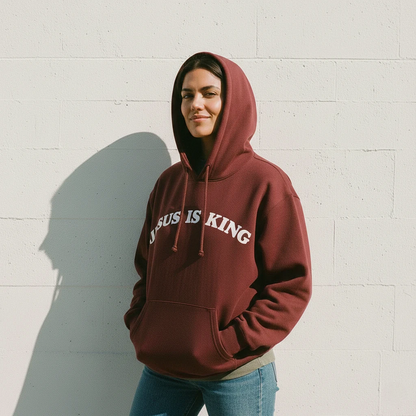 Jesus Is King Hoodie Maroon