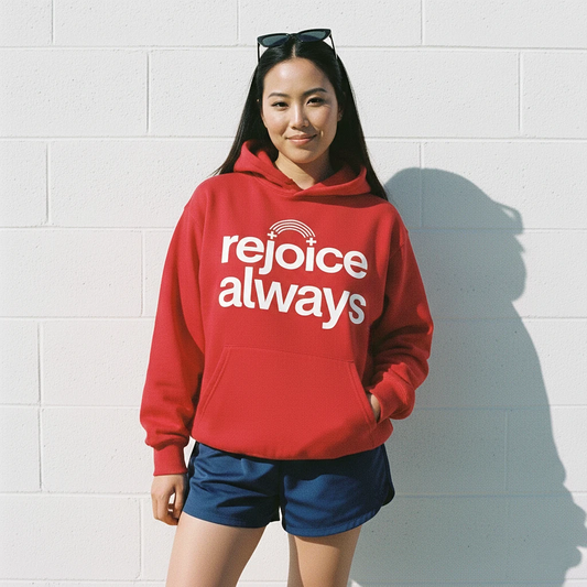 Rejoice Always Hoodie Red