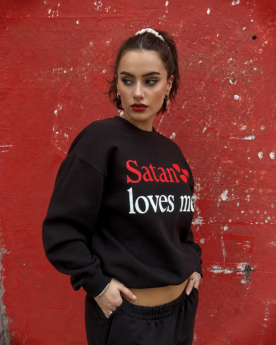 satan loves me sweatshirt