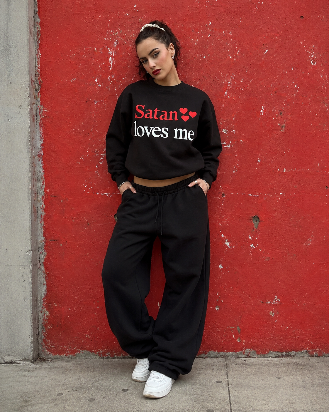 satan loves me sweatshirt